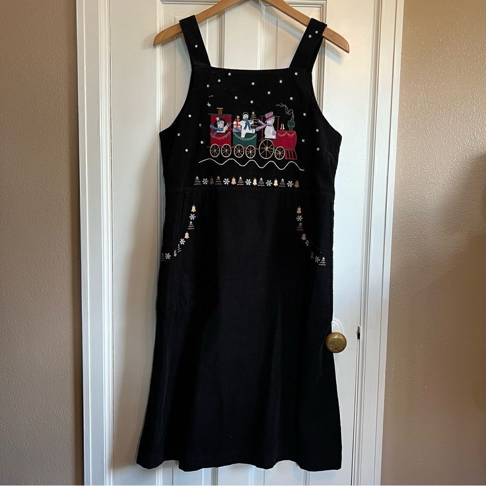 Christopher & Banks Vintage Black Winter Overall Dress 8